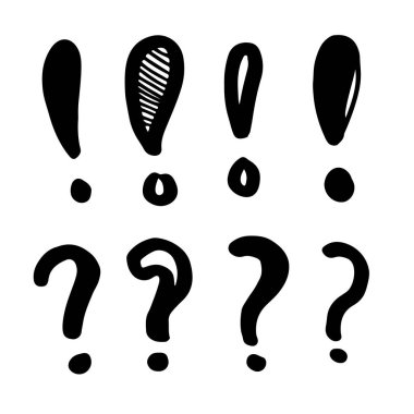 Beyaz arkaplanda soru işareti ve ünlem simgesi resmi.