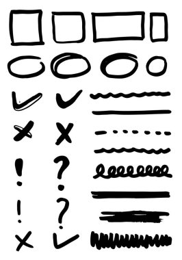 Set of hand drawn elements for selecting text.Business doodle. clipart