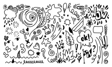 Tasarım elemanları için el çizimi çizimi çizimi.