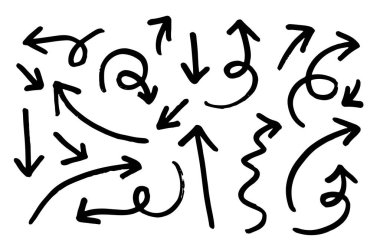 El çizimi vektör okları beyaz arka plana ayarlandı. Vektör EPS