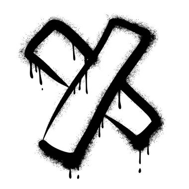 Siyah sprey boyalı graffiti X yazı tipi. Vektör illüstrasyonu.