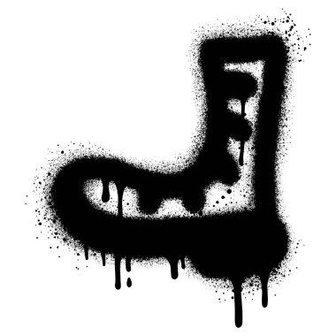Siyah sprey boyalı şehir grafiti tarzında ayakkabı logosu. vektör illüstrasyonu.