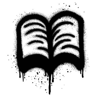 Siyah sprey boyalı duygusal kitap grafitisi. Vektör çizimi..