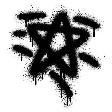 Sprey boyalı Graffiti yıldızı simgesi beyaz arkaplanda izole edildi. Vektör çizimi. 10 saniye..