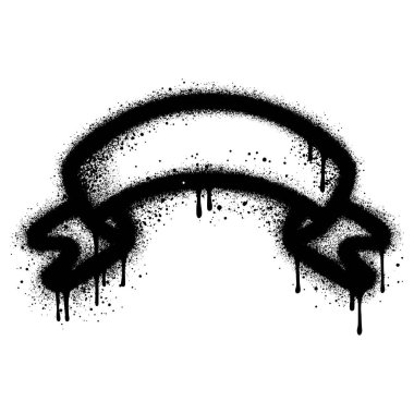 Siyah sprey boyalı kurdele ikonu grafitisi. vektör illüstrasyonu.