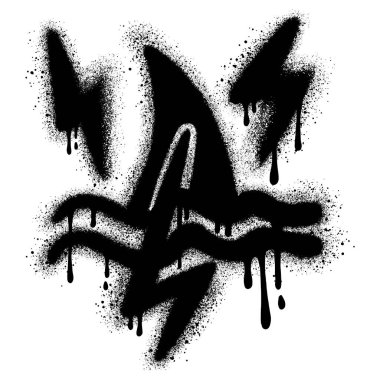 Sprey boyalı graffiti köpekbalığı beyaz bir zemin ile izole edilmiş.