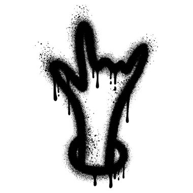 Sprey boyalı grafiti ağır metal el hareketi beyaz arka planda izole edilmiş..