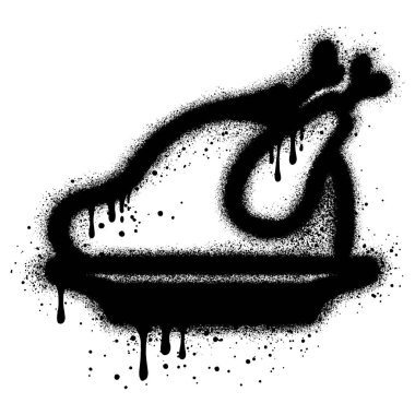 Siyah sprey boyayla kızarmış tavuk grafitisi..