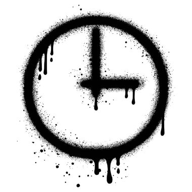 Sprey boyalı Grafiti O saati beyaz bir arka planla izole edilmiş. Vector tasarımı sokak sanatı. EPS 10.