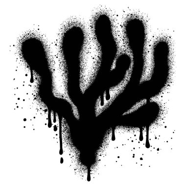 Mercan resifleri, siyah sprey boyalı grafiti..