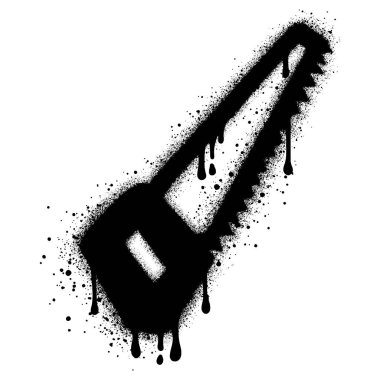 Siyah sprey boyalı elektrikli testereli grafiti..