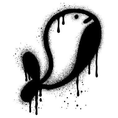 Siyah sprey boyalı balina grafitisi.