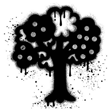 Sprey boyalı Graffiti ağacı beyaz arkaplanda izole edildi.