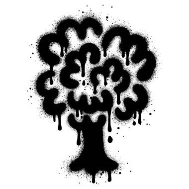 Sprey boyalı Graffiti ağacı beyaz arkaplanda izole edildi.