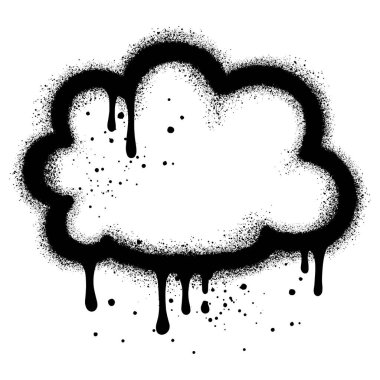 Beyaz arka planda siyah sprey boyalı bulut grafitisi..