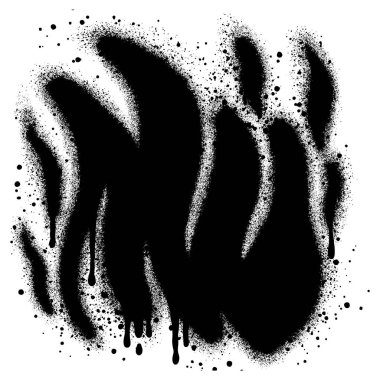 Sprey boyalı Grafiti Ateşi alevi beyaz bir arkaplan ile izole edilmiş. Vektör illüstrasyonu.