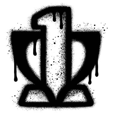 Siyah sprey boyalı bir grafiti..