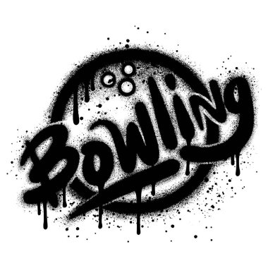 Sprey Boyalı Graffiti Bowling ikonu. Beyaz arkaplan ile izole edilmiş..