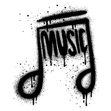 Sprey boyalı Graffiti Ton Kelime simgesi beyaz bir arkaplan ile izole edildi. Grafiti Note müzik ikonu, üzerine siyah ve beyaz sprey sıkılmış. Vektör illüstrasyonu.