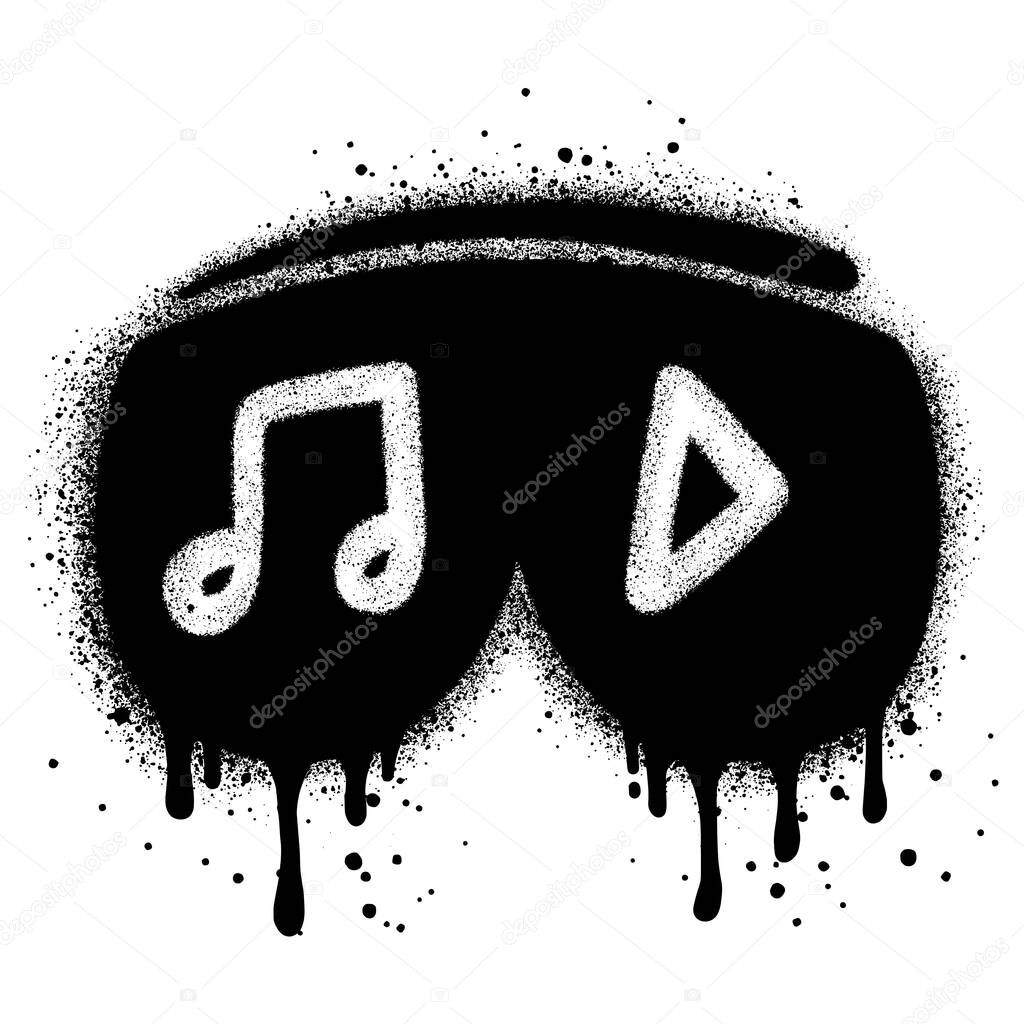 Spray Painted Graffiti Tone icon Word Sprayed isolated with a white background. graffiti Note music icon with over spray in black over white. Vector illustration.