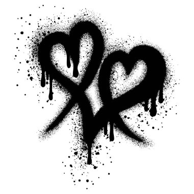 Spray graffiti heart symbol isolated on White background.