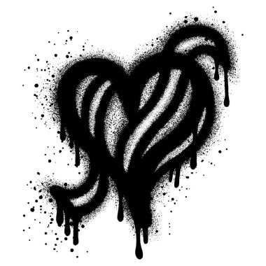 Spray graffiti heart symbol isolated on White background.