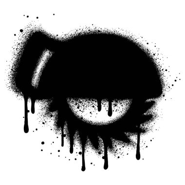 Siyah sprey boyalı dairesel bir graffiti. vektör illüstrasyonu.