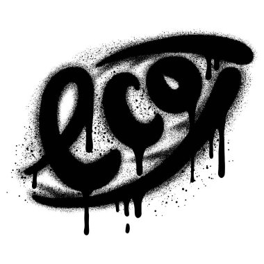 Grafiti eko metni beyazın üzerine siyahla spreylenmiş..