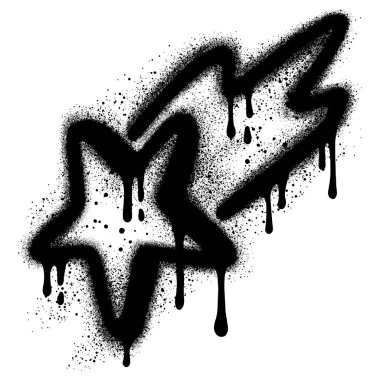 Siyah sprey boyalı yıldız grafitisi. vektör illüstrasyonu.