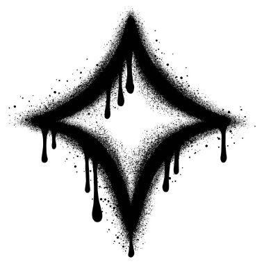 Siyah sprey boyalı yıldız grafitisi. vektör illüstrasyonu.