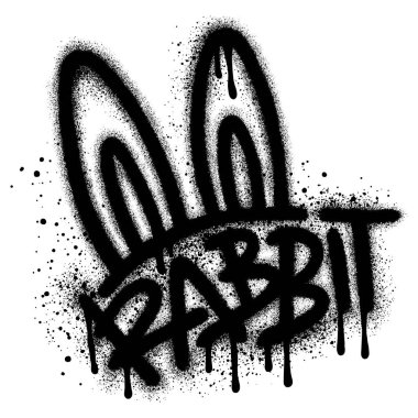 Siyah sprey boyalı tavşan grafitisi. vektör illüstrasyonu.