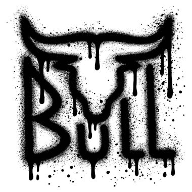 Siyah sprey boyalı boğa grafiti. vektör illüstrasyonu.