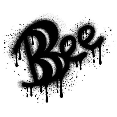 Siyah sprey boyalı arı graffitisi. vektör illüstrasyonu.