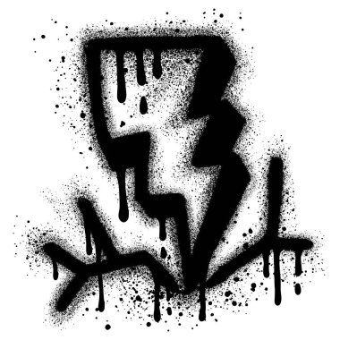 Sprey Boyalı Grafiti Yıldırımı Beyaz bir arkaplan ile izole edilmiş.