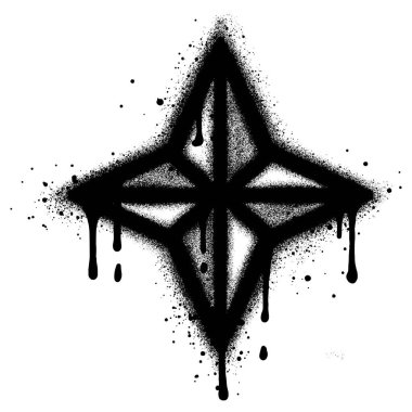 Siyah sprey boyalı yıldız grafitisi..