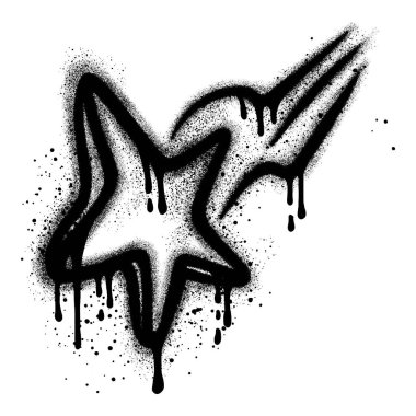 Siyah sprey boyalı yıldız grafitisi..