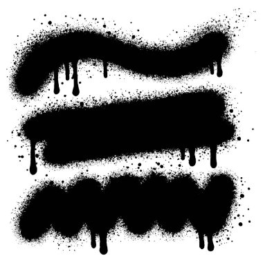Sprey boya şekilleri. Spreylenmiş grunge damlayan noktalar ve kenarlar, soyut graffiti püskürten desenli şekiller..