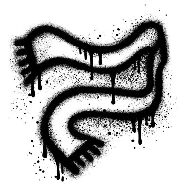 Siyah sprey boyayla örülmüş eşarp grafiti. vektör illüstrasyonu.