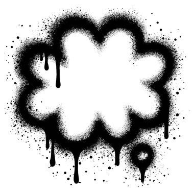 Siyah sprey boyalı konuşma balonu grafitisi. vektör illüstrasyonu.