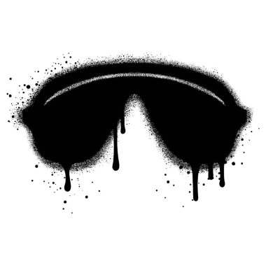 Siyah sprey boyalı gözlüklü grafiti. vektör illüstrasyonu.