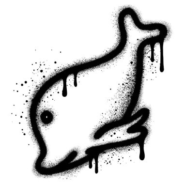 Siyah sprey boyalı egzotik mercan resifi grafiti. vektör illüstrasyonu.