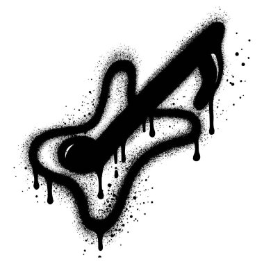 Şehir grafiti tarzında, siyah sprey boyalı bir gitar. vektör illüstrasyonu.