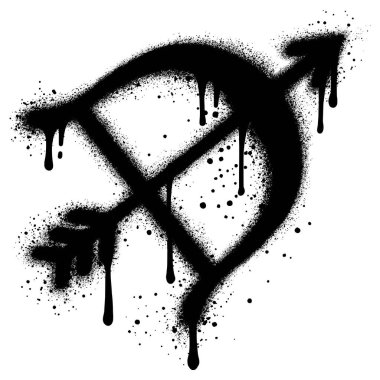 Grafiti spreyi okla aşk yayı boyamış. düğün ve sevgililer günü konsepti.