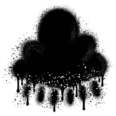 Beyaz arka planda siyah sprey boyalı bulut grafitisi..