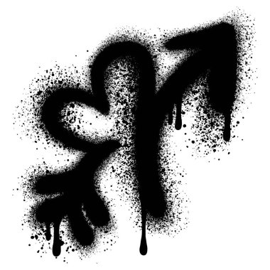 Graffiti Tarzı Kalp ve Ok Beyaz arkaplanda izole.