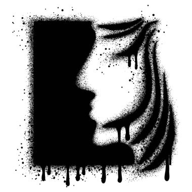 Pankart, çıkartma, koruyucu aile ve daha fazlası için grafiti tarzında kadın kafası