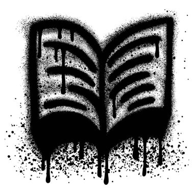 Siyah sprey boyalı duygusal kitap grafitisi. Vektör çizimi..