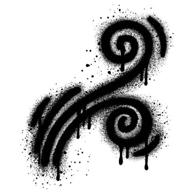 Kavram tasarımı için siyah sprey boyalı rüzgar grafitisi.