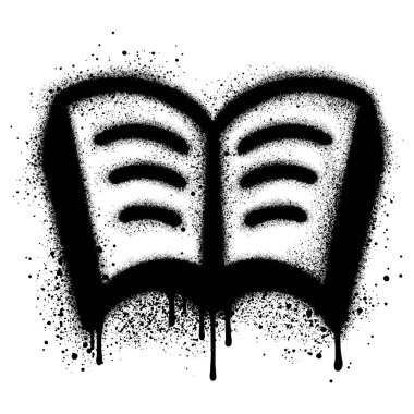 Sprey boyalı Graffiti kitap simgesi. Beyaz arkaplan ile izole edilmiş..