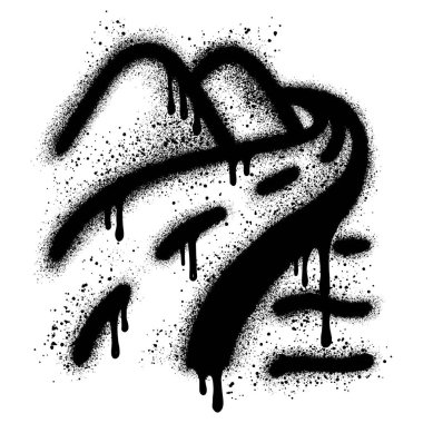 Siyah sprey boyalı dağ ve sokak grafitileri. vektör illüstrasyonu.